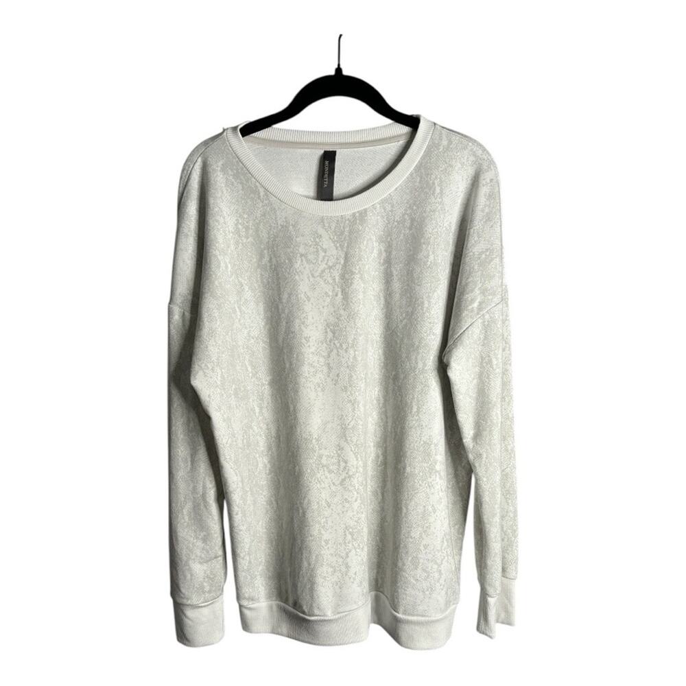 Mondetta White and Light Gray Crewneck Sweatshirt Large